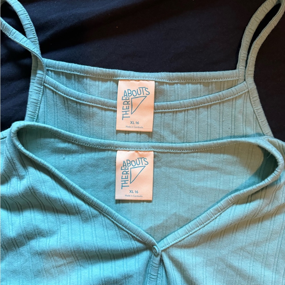 NWT Top Set, crop tank and button up shirt XL